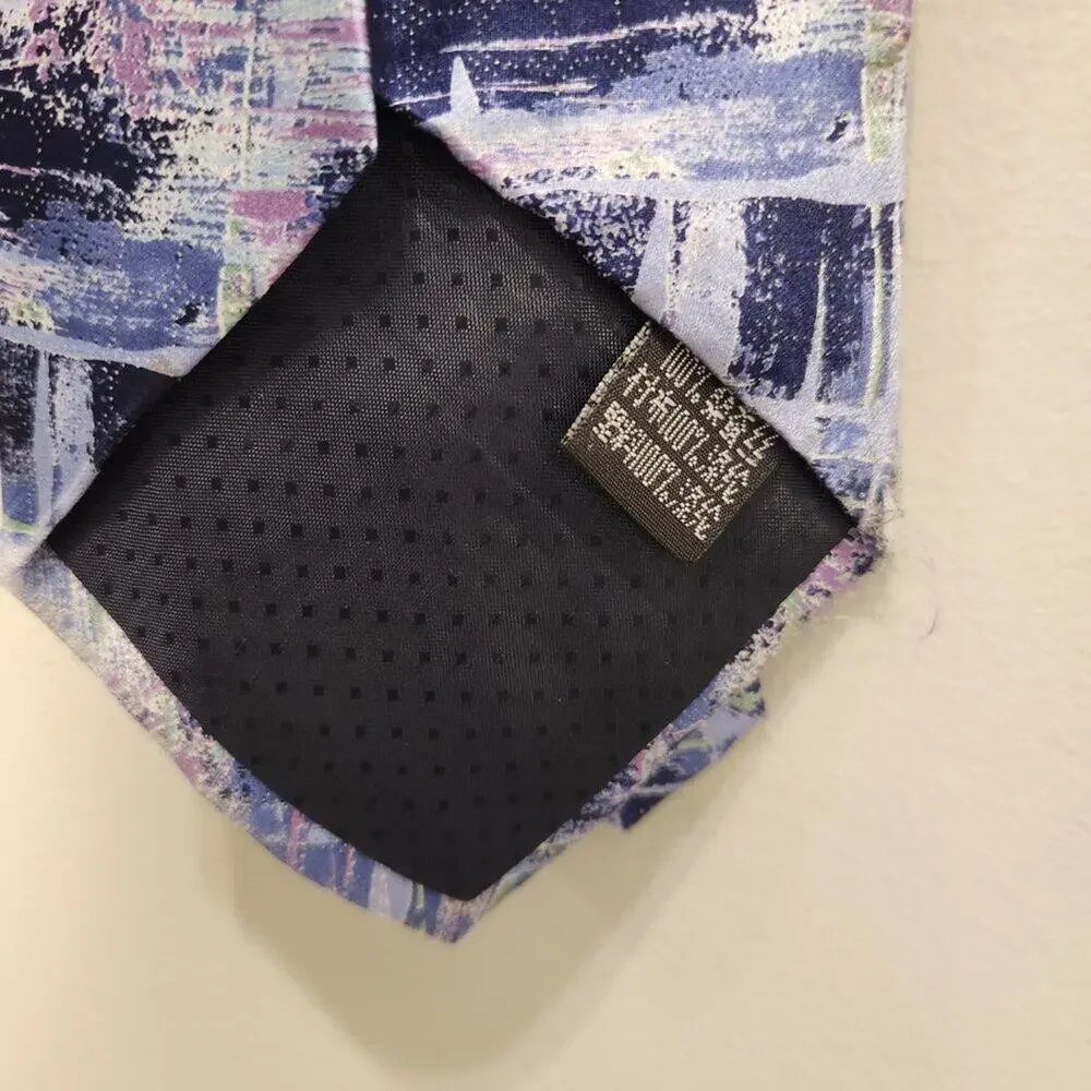 Vintage JINMAO Hang Zhou Silk Tie Retro 90's 00s Abstract Print Classic Bold